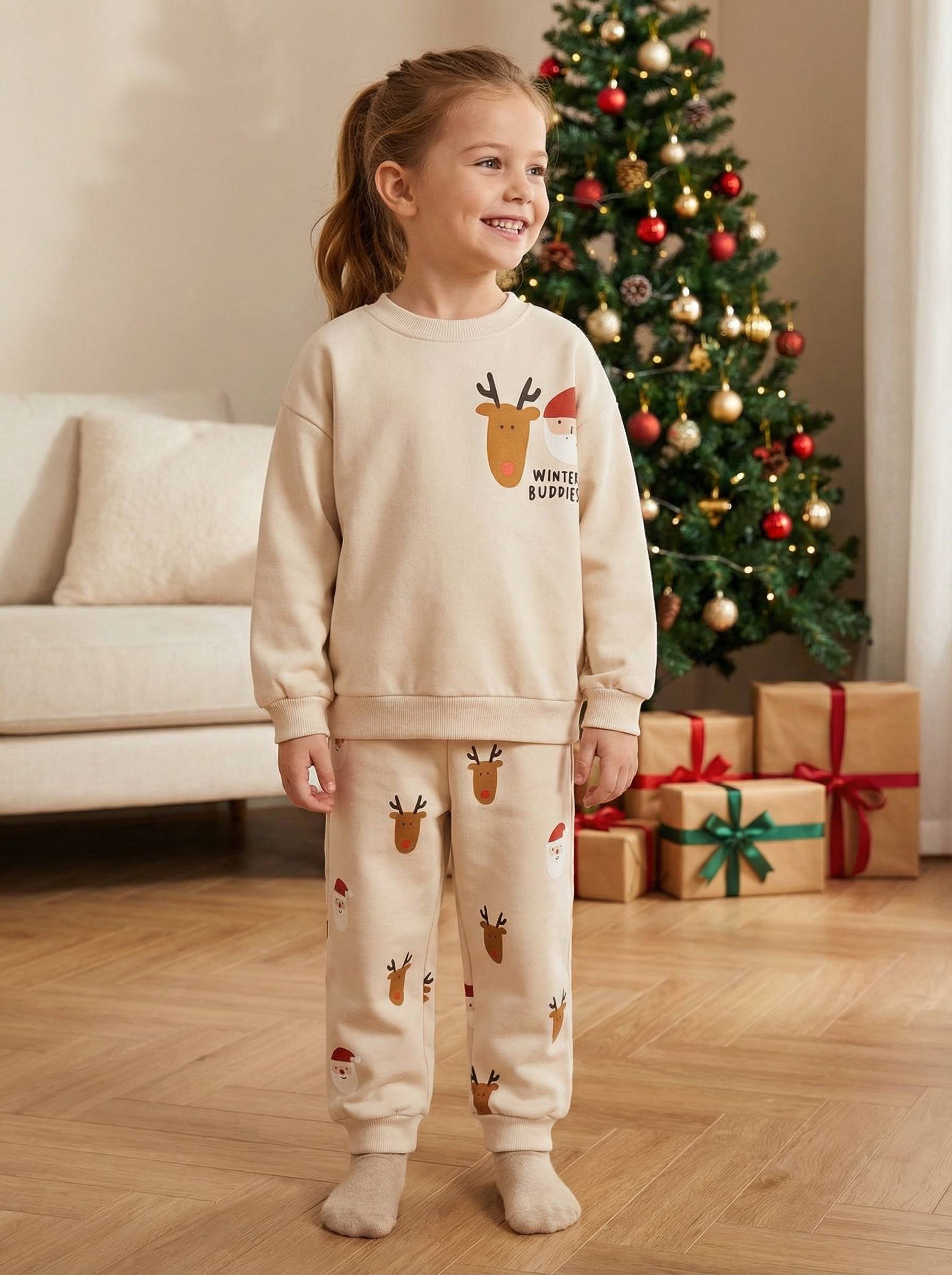 La Ciel Paris – Christmas Temalı Krem Takım, Unisex, 2–7 Yaş