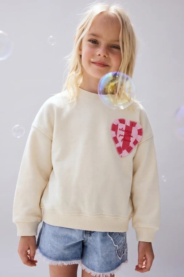 La Ciel Paris Kız Çocuk Kalp Detaylı Sweatshirt