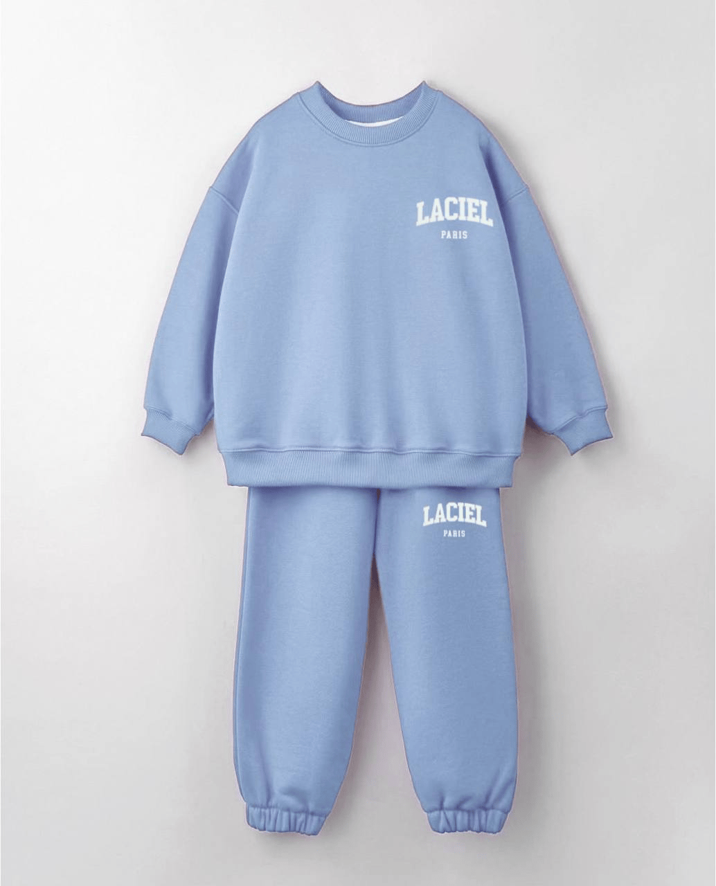 La Ciel Paris Sırt Baskılı Mavi Unisex Çocuk Takımı – Sweatshirt & Jogger Alt, 2–7 Yaş