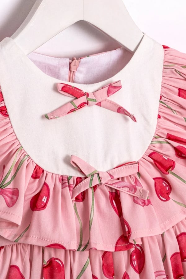 pembe kirazlı elbise