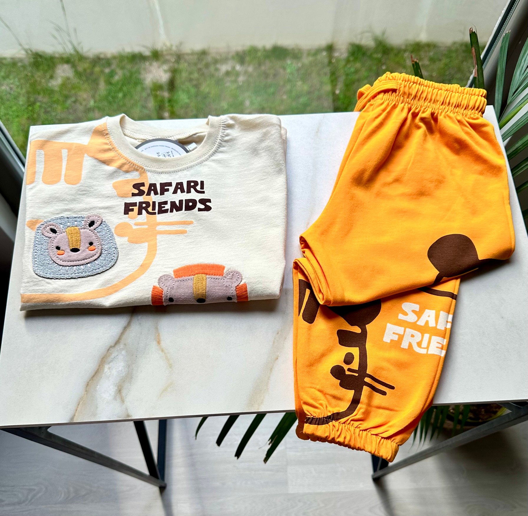 Safari Friends Nakışlı 2'li Takım – Hardal