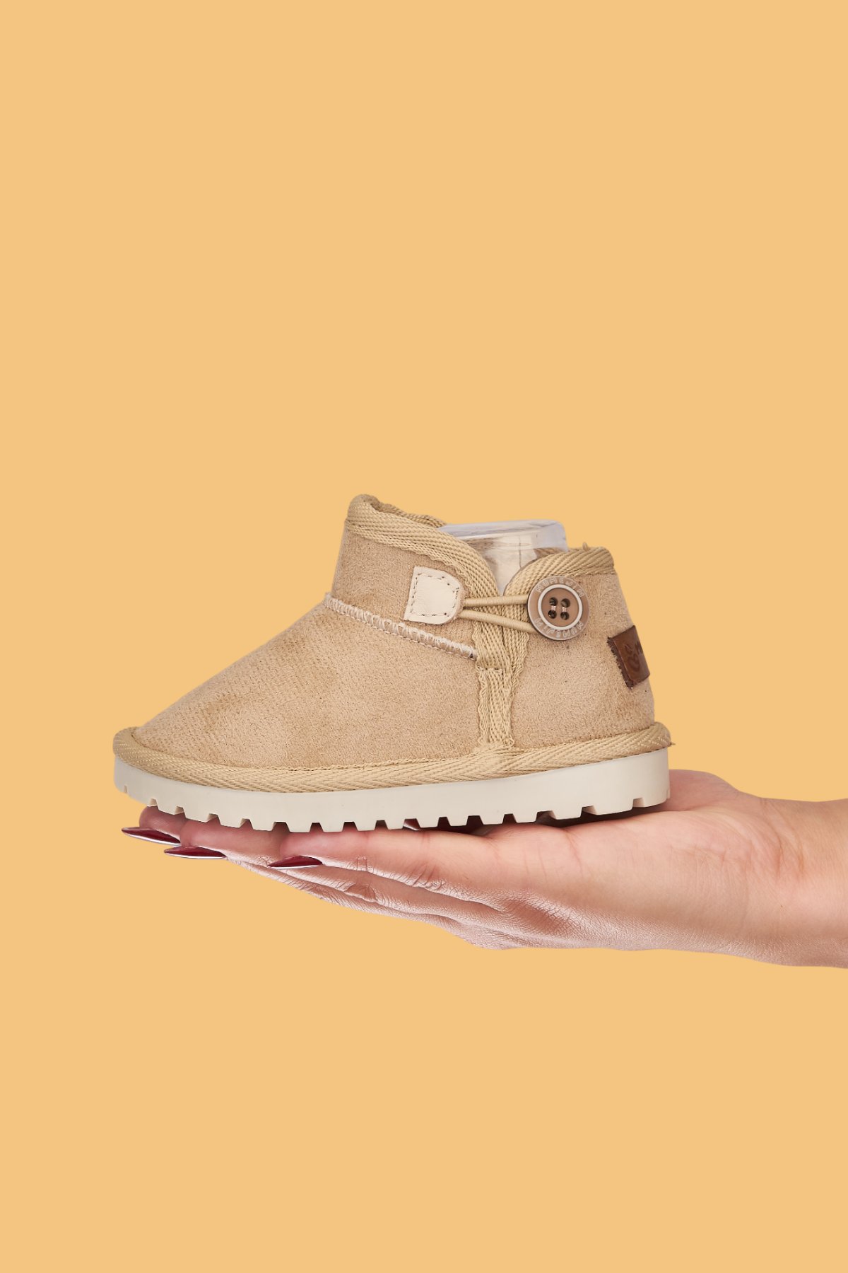 Süet Çocuk Botu Bej – Unisex, Ortopedik Kaymaz Taban