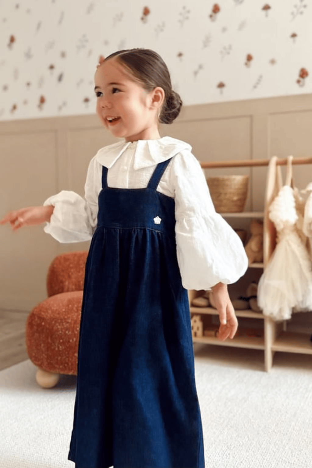 SweetMe Kız Çocuk Tulum ve Gömlek Takım Lacivert
