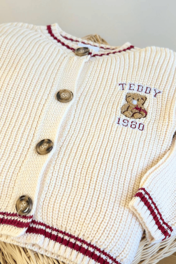 teddy işlemeli hırka