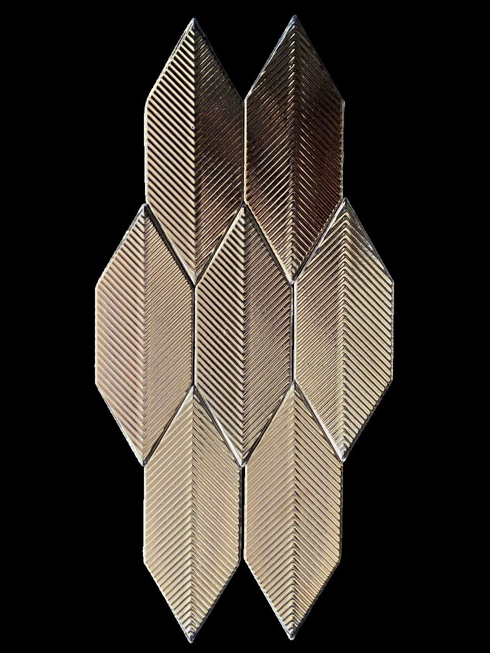 Armada Çini 05X15 Cm Çizgili Yaprak Bronz Seramik