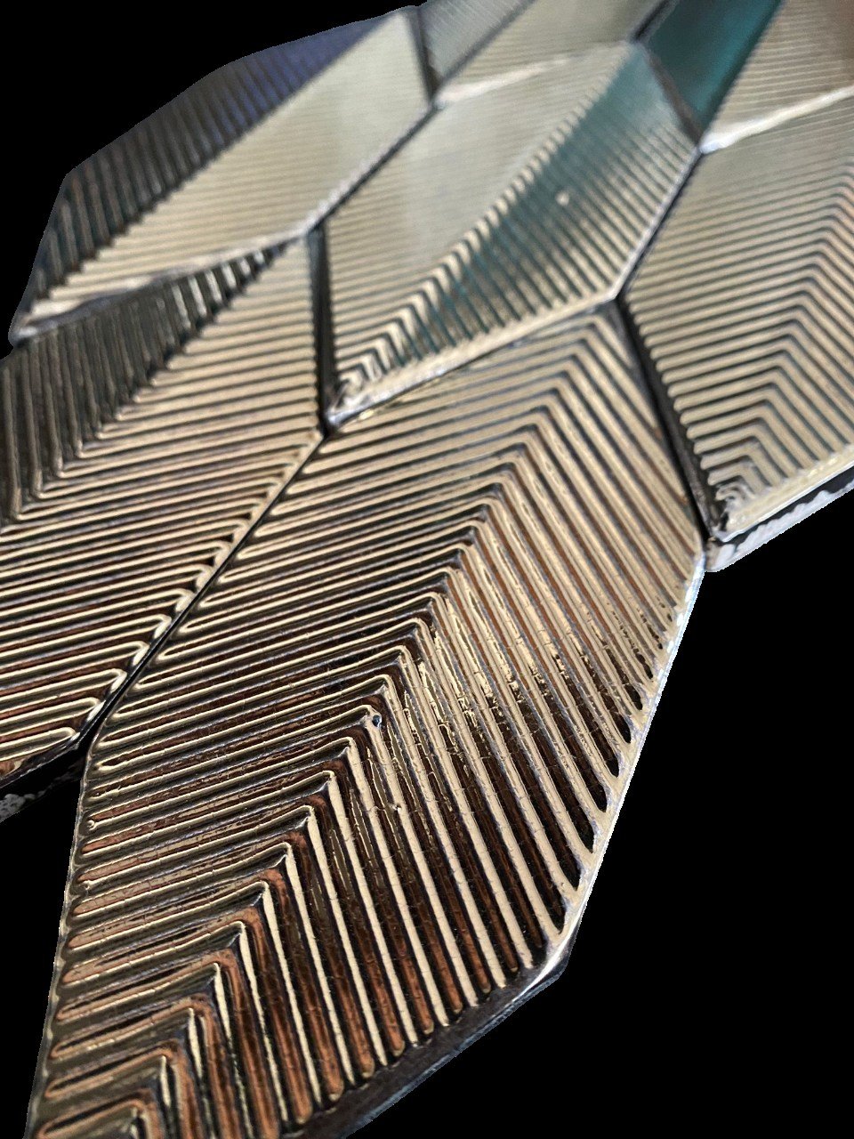 Armada Çini 05X15 Cm Çizgili Yaprak Bronz Seramik
