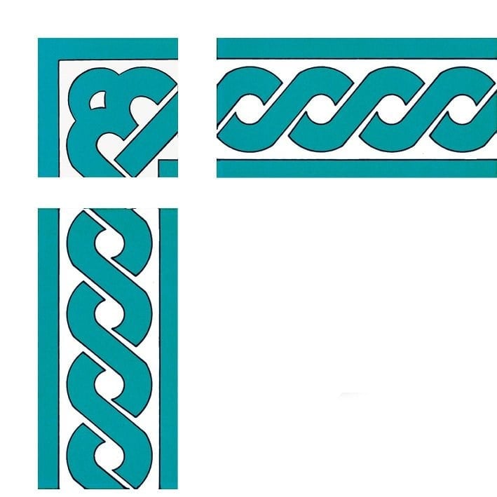 Armada Çini 10x10 cm KSK 20T Turkuaz Zincir Desenli Bordür Köşesi