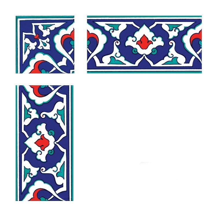 Armada Çini 10x10 cm KSK 41 Kütahya İznik Rumi Çini Bordür Köşe