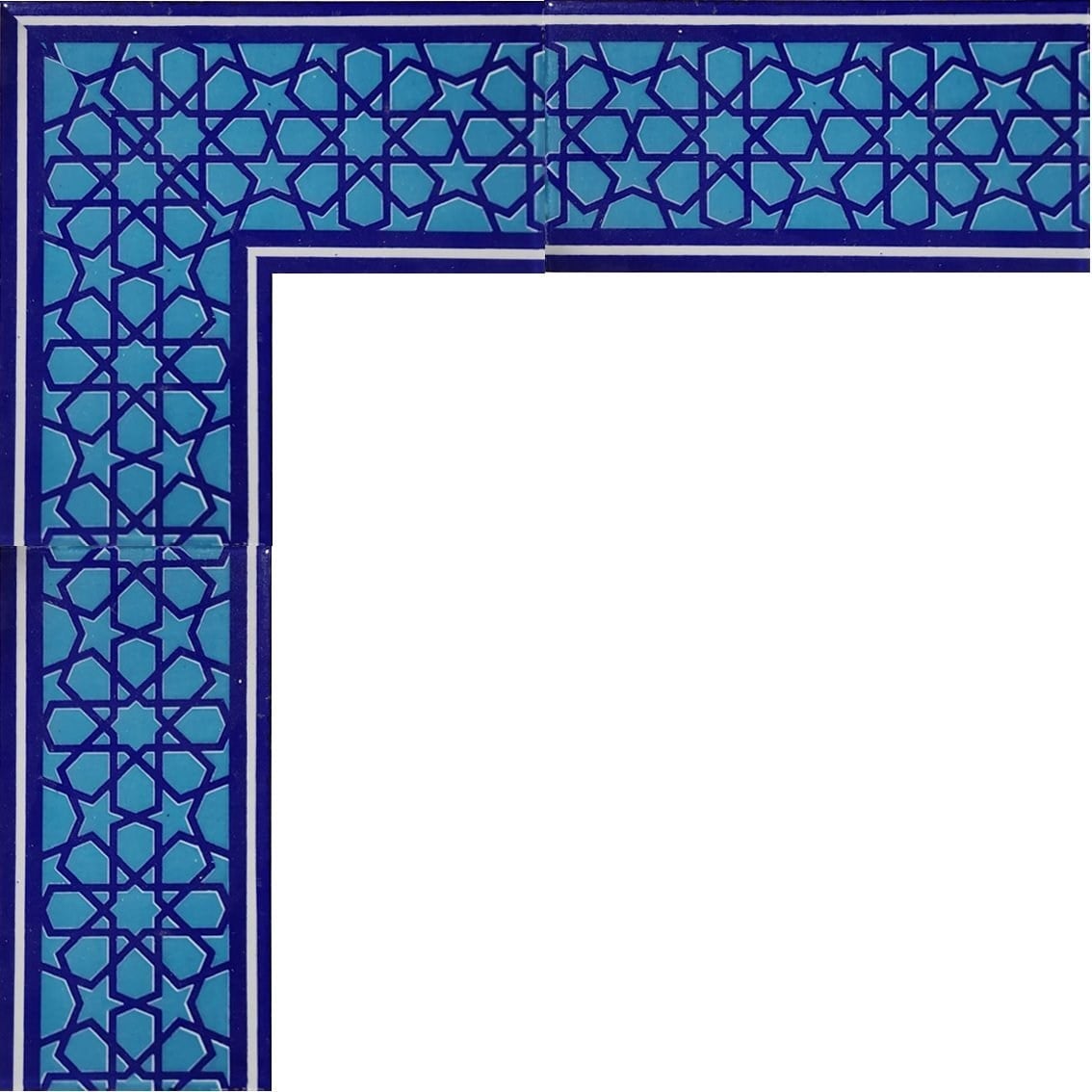 Armada Çini 10x10 cm KSK 72 Mavi Türkmen Yıldızı Çini Bordür Köşe