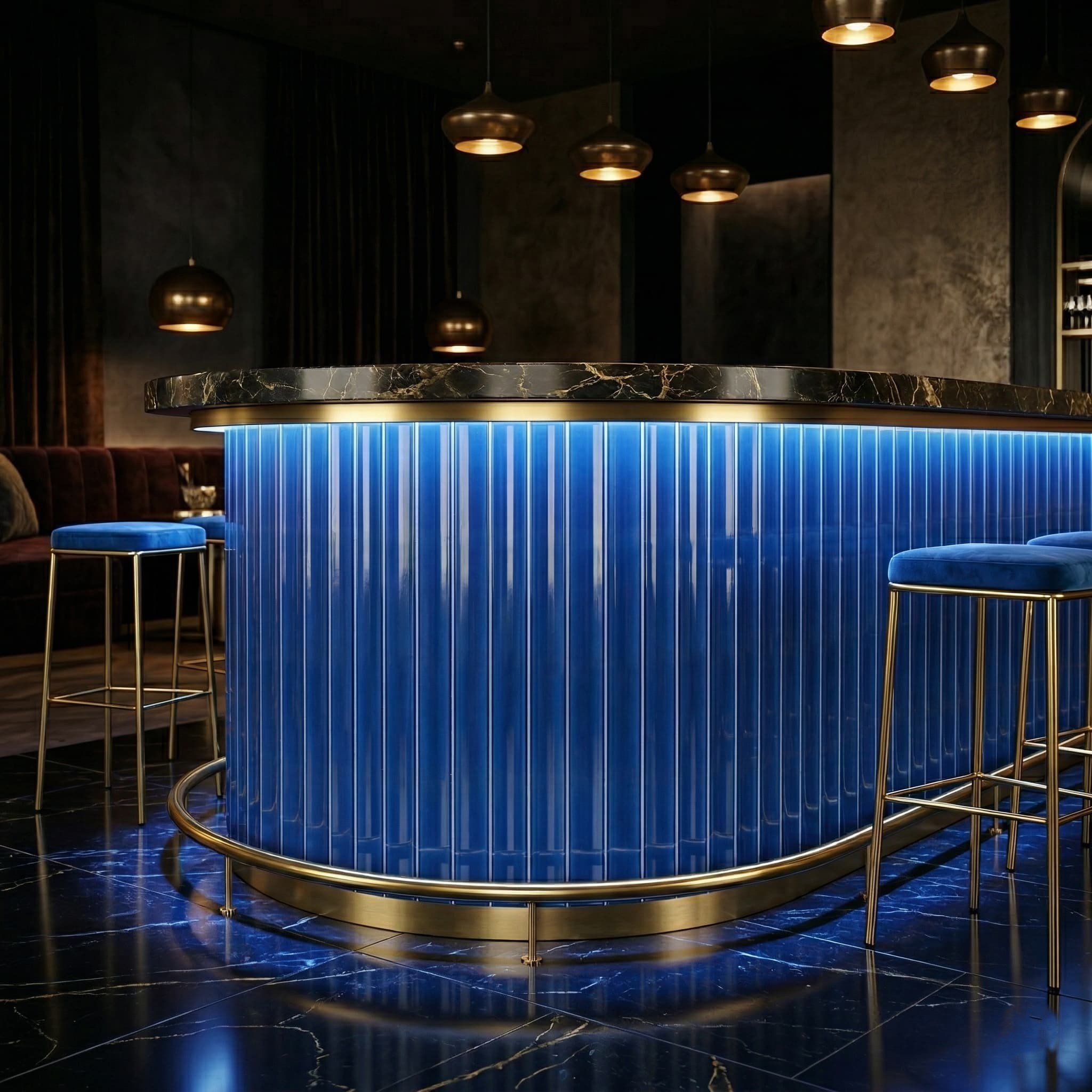 Armada Çini 10X100 Bar Önü Petrol Mavisi Çini Seramik