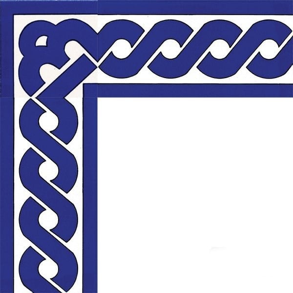 Armada Çini 10x20 Cm KS 20K Kobalt Zincir Desen Seramik Çini Bordür