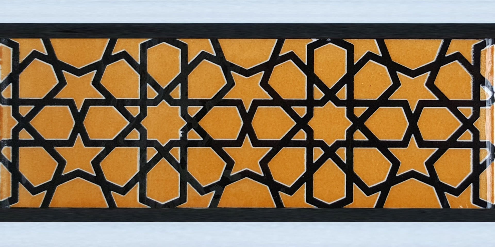 Armada Çini 10x20 cm KS-72 Sarı Türkmen Yıldızı Çini Karo Bordür