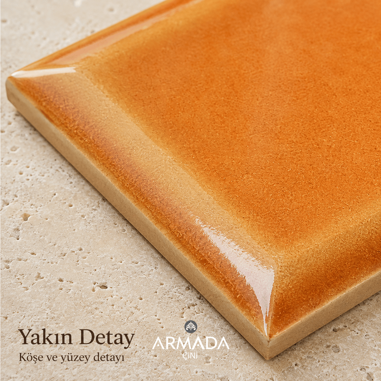 Armada Çini 12,5x12,5 Cm Metro Karamel Çini Seramik Karo