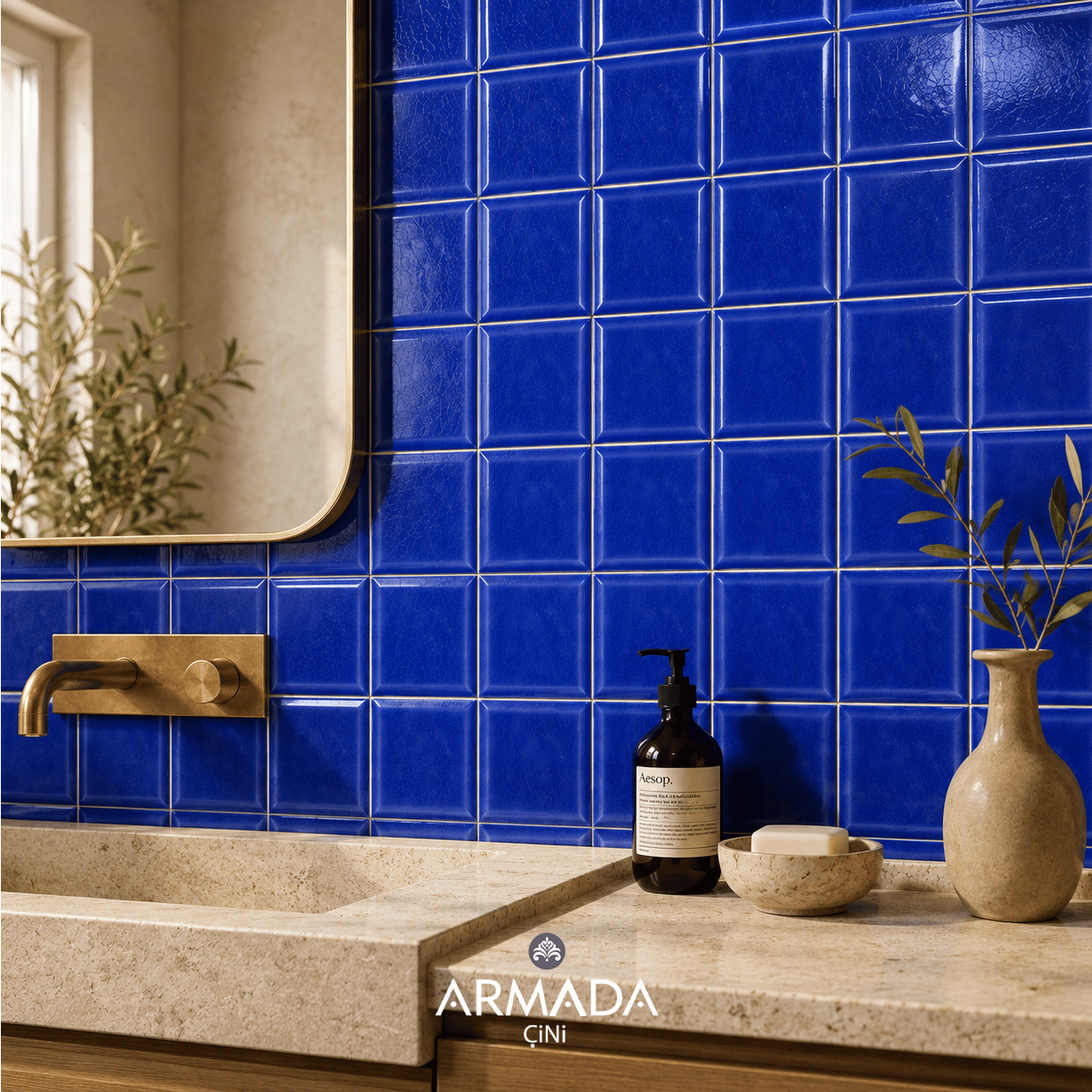 Armada Çini 12,5x12,5 Cm Metro Kobalt Çini Seramik Karo