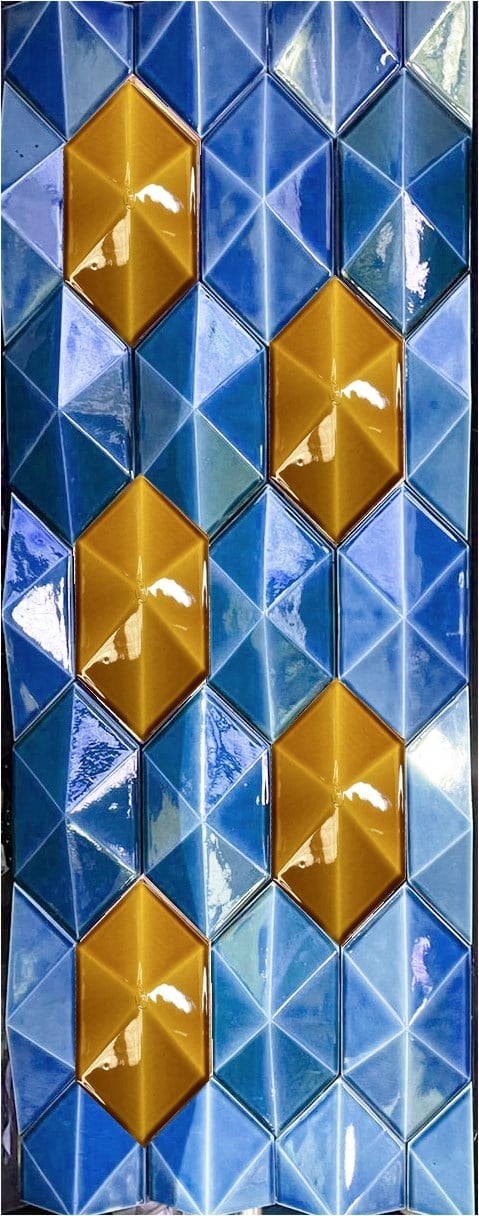 Armada Çini 12,5x25 Cm Petrol mavisi Diamond Piramit Altıgen Çini Seramik