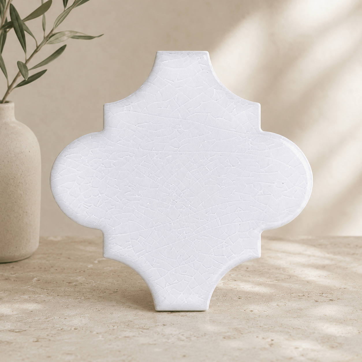 Armada Çini 12x12 Ottoman Düz Arabesk Beyaz Çini