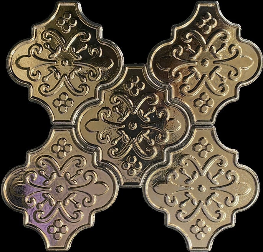 Armada Çini 12x12 Ottoman Rölyefli Arabesk Bronz Çini
