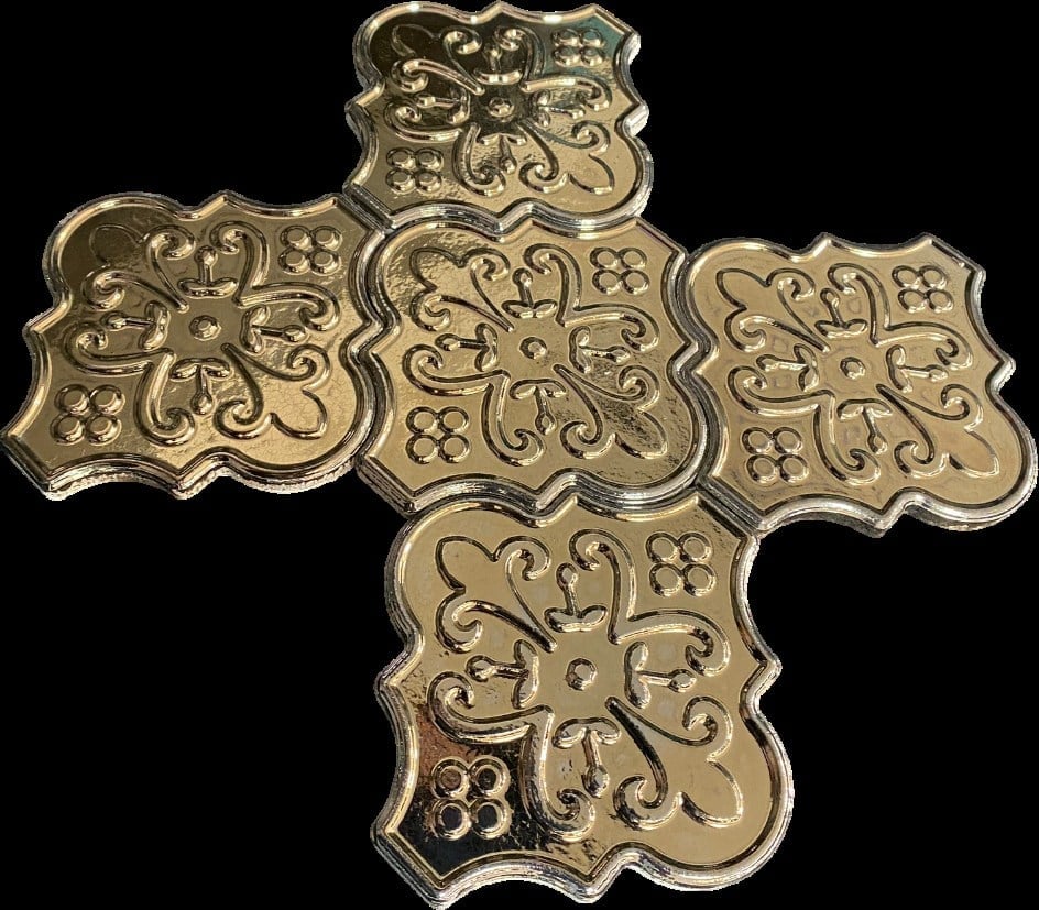 Armada Çini 12x12 Ottoman Rölyefli Arabesk Bronz Çini