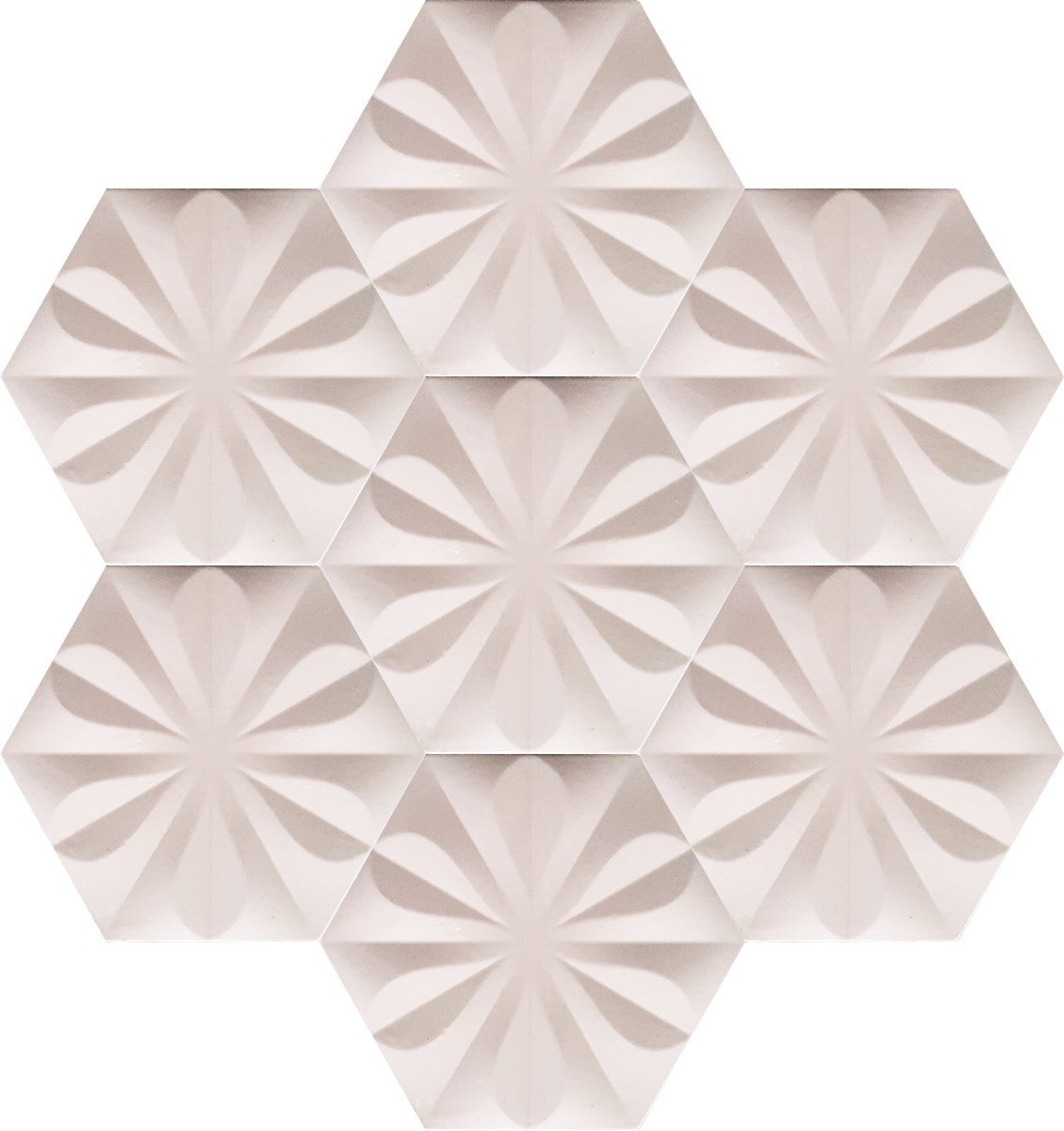 Armada Çini 15x17 Cm Çiçekli Beyaz Altıgen Seramik