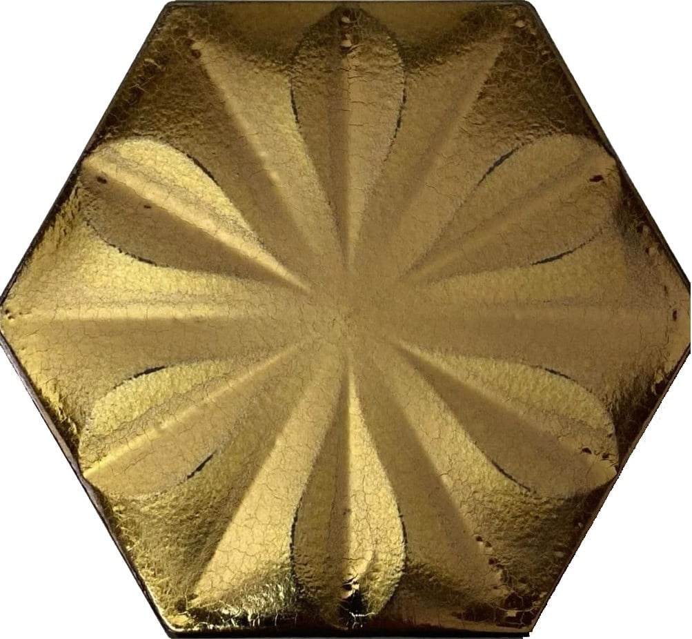 Armada Çini 15x17 Cm Çiçekli Bronz Altıgen Seramik 