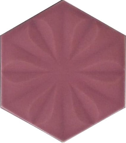 Armada Çini 15x17 Cm Çiçekli Koyu Pembe Altıgen Seramik 