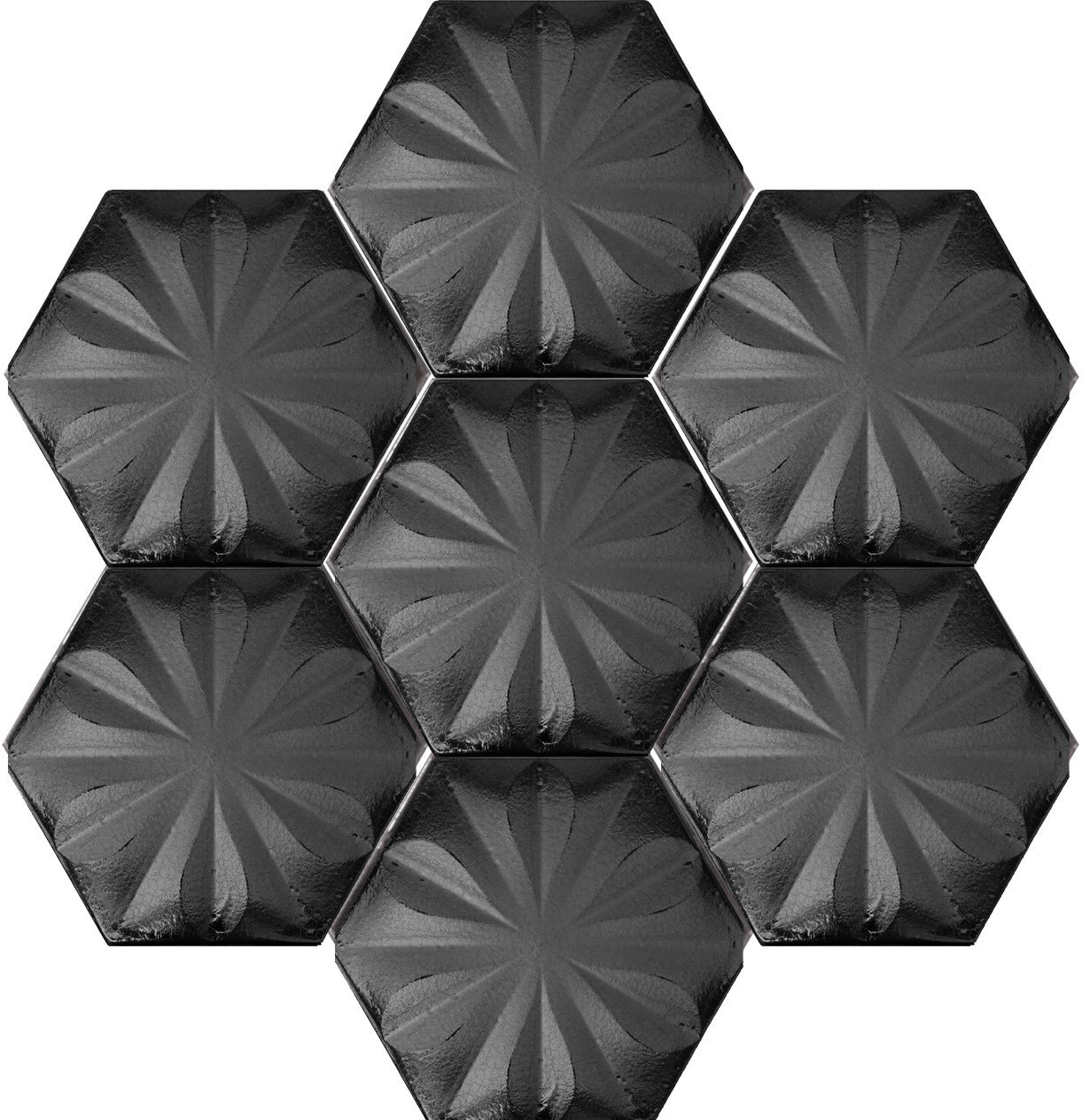 Armada Çini 15x17 Cm Çiçekli Mat metalik Altıgen Seramik 