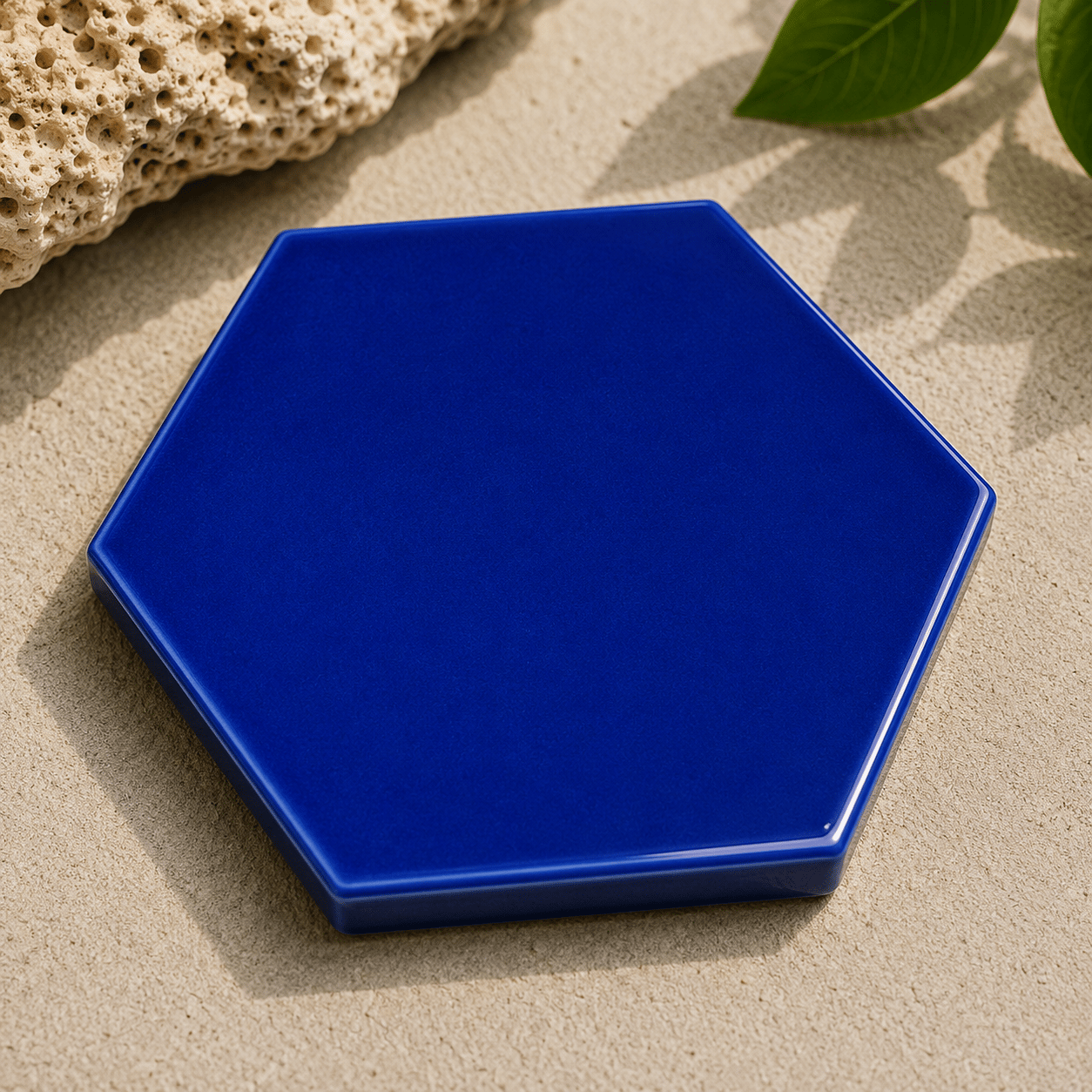 Armada Çini 15x17 Cm Düz Kobalt Altıgen Seramik