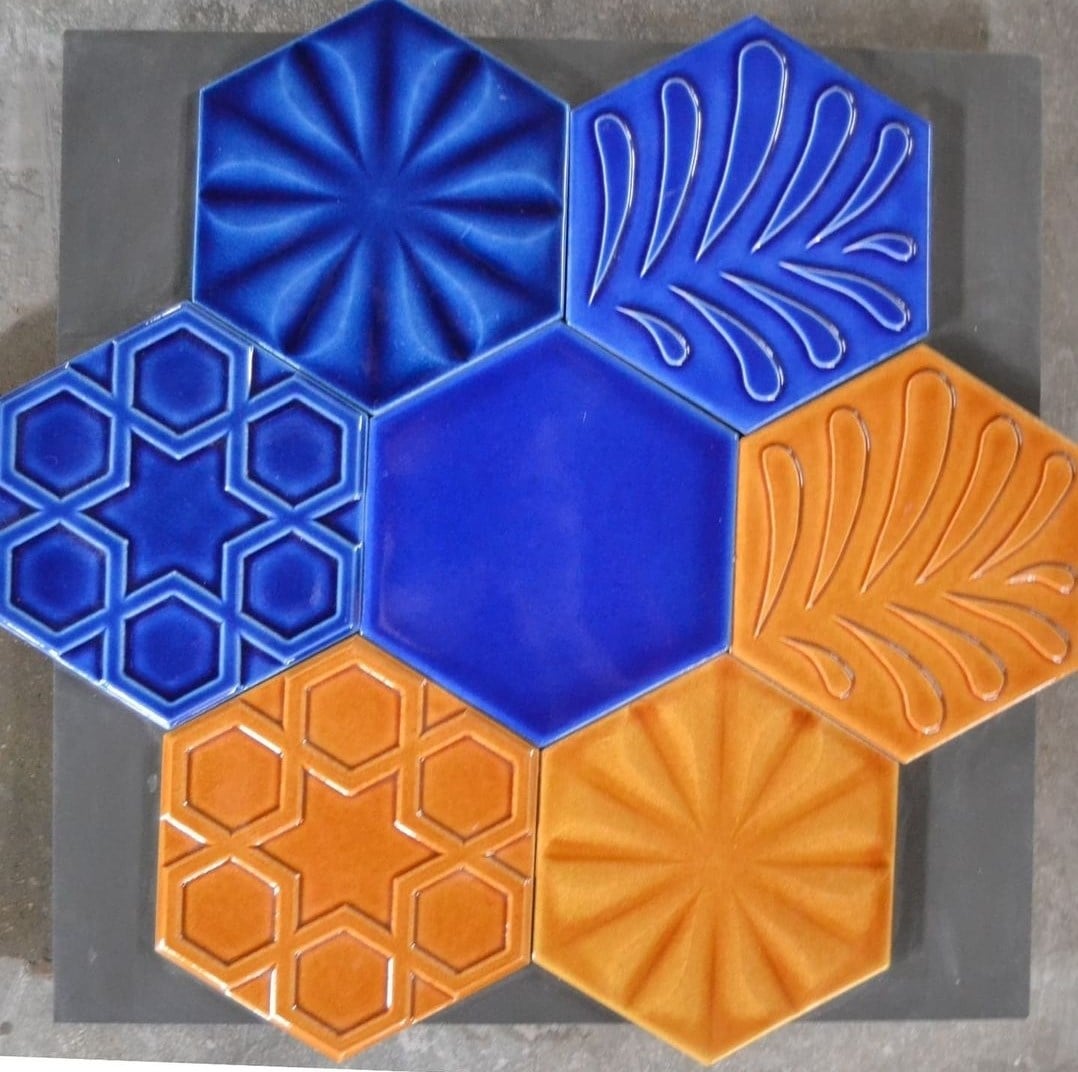 Armada Çini 15x17 Cm Düz Kobalt Altıgen Seramik