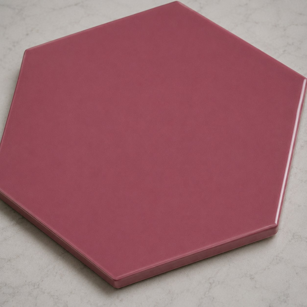 Armada Çini 15x17 Cm Düz Koyu Pembe Altıgen Seramik 