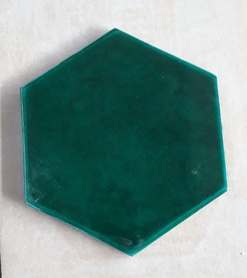 Armada Çini 15x17 Cm Düz Yeşil Altıgen Seramik