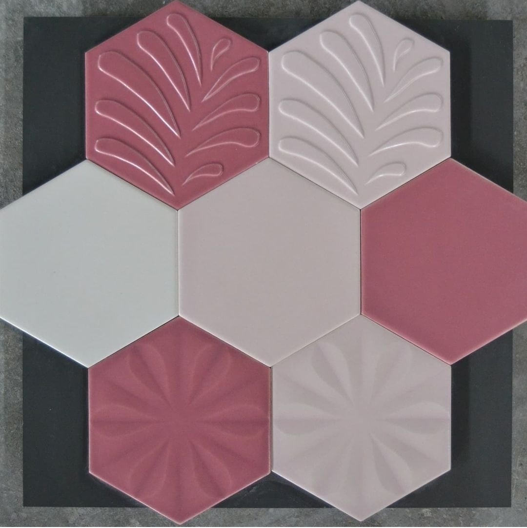 Armada Çini 15x17 Cm Rölyefli Yıldız Açık Pembe Altıgen Seramik 