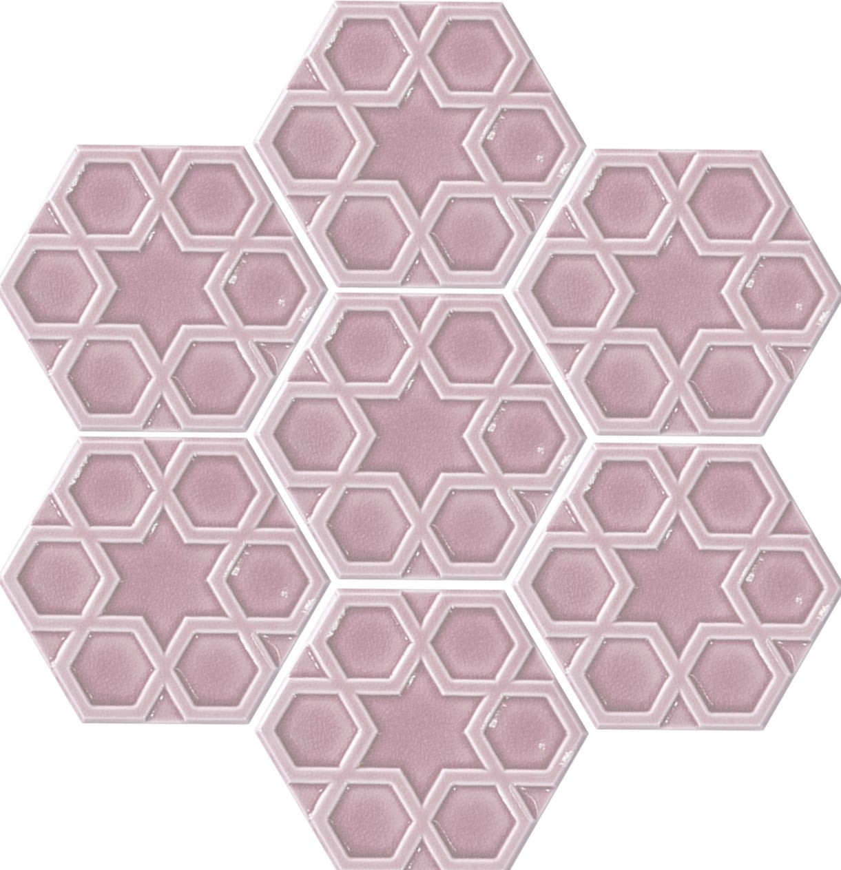 Armada Çini 15x17 Cm Rölyefli Yıldız Açık Pembe Altıgen Seramik 