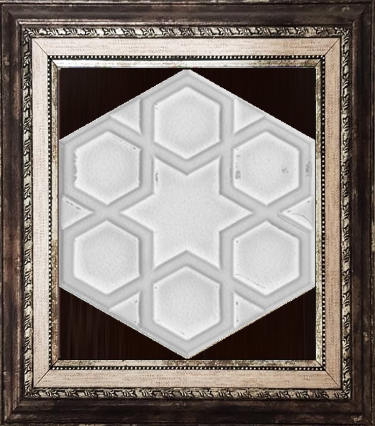 Armada Çini 15x17 Cm Rölyefli Yıldız Beyaz Altıgen Çini Karo
