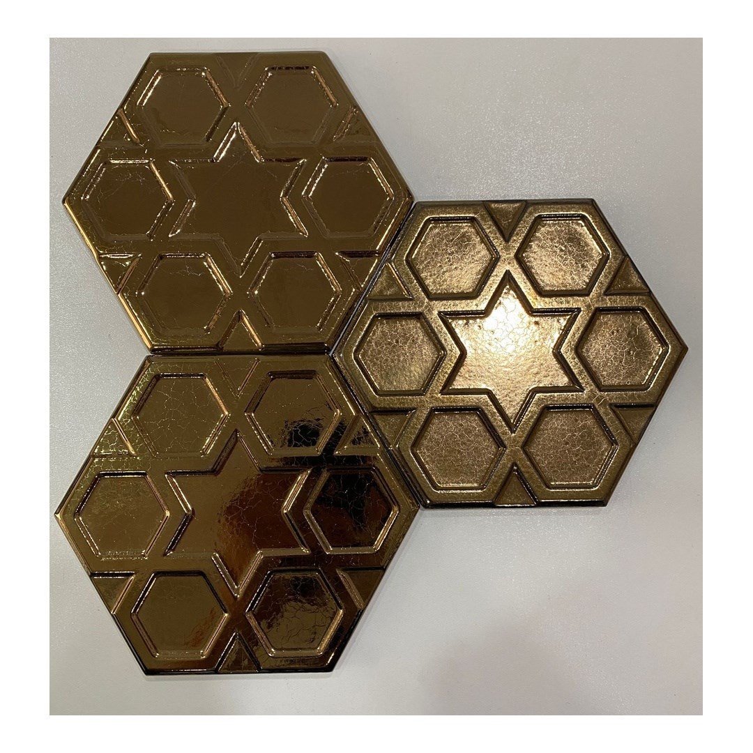 Armada Çini 15x17 Cm Rölyefli Yıldız Bronz Altıgen Seramik