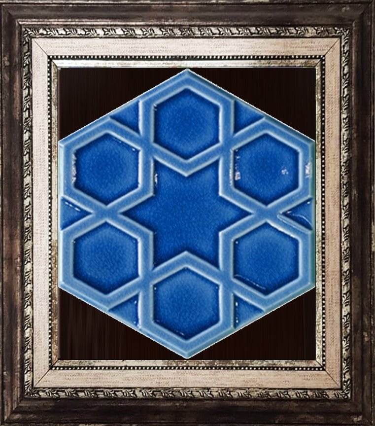 Armada Çini 15x17 Cm Rölyefli Yıldız Kobalt Altıgen Çini Karo
