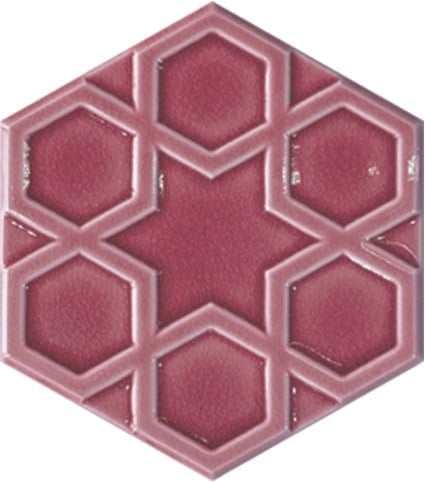 Armada Çini 15x17 Cm Rölyefli Yıldız Koyu Pembe Altıgen Seramik 
