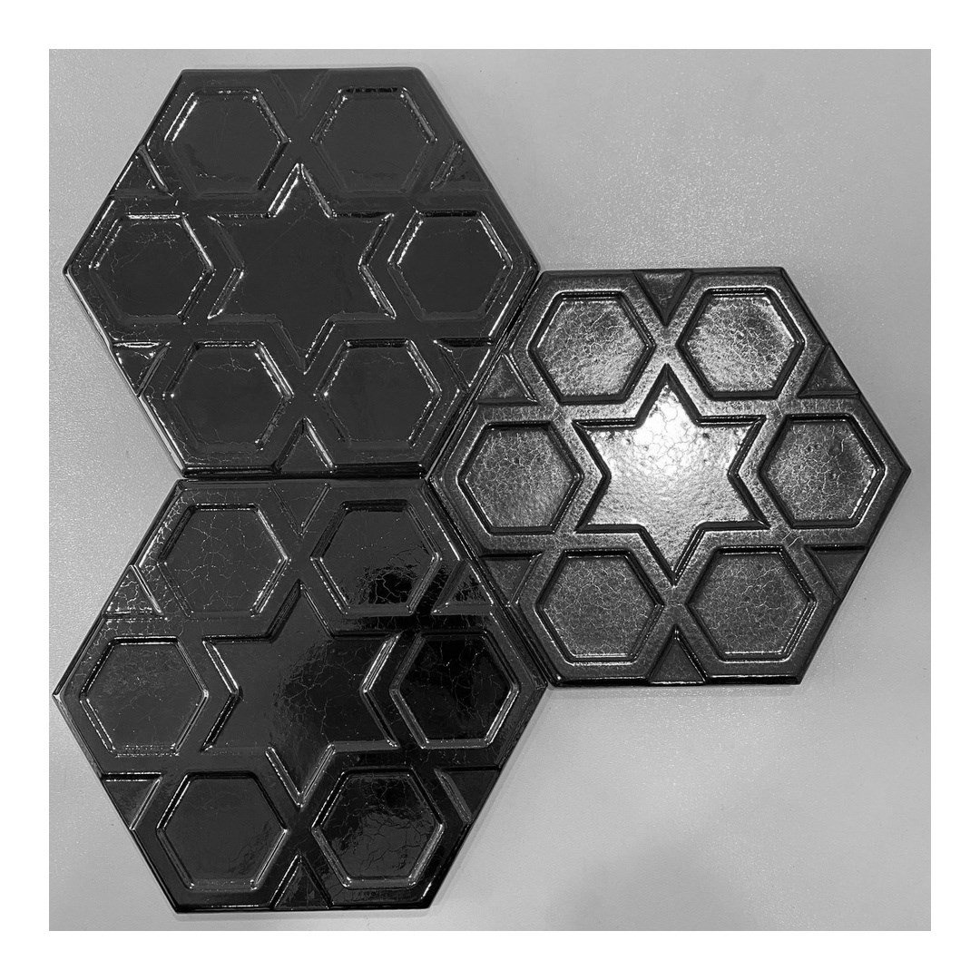 Armada Çini 15x17 Cm Rölyefli Yıldız Metalik Altıgen Seramik 