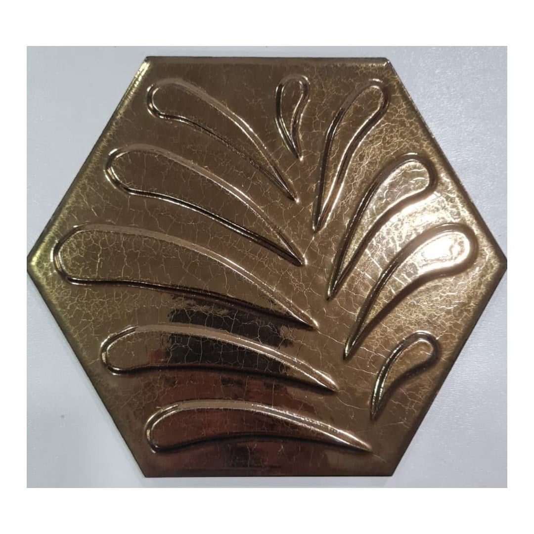 Armada Çini 15x17 Cm Yaprak Bronz Altıgen Seramik 