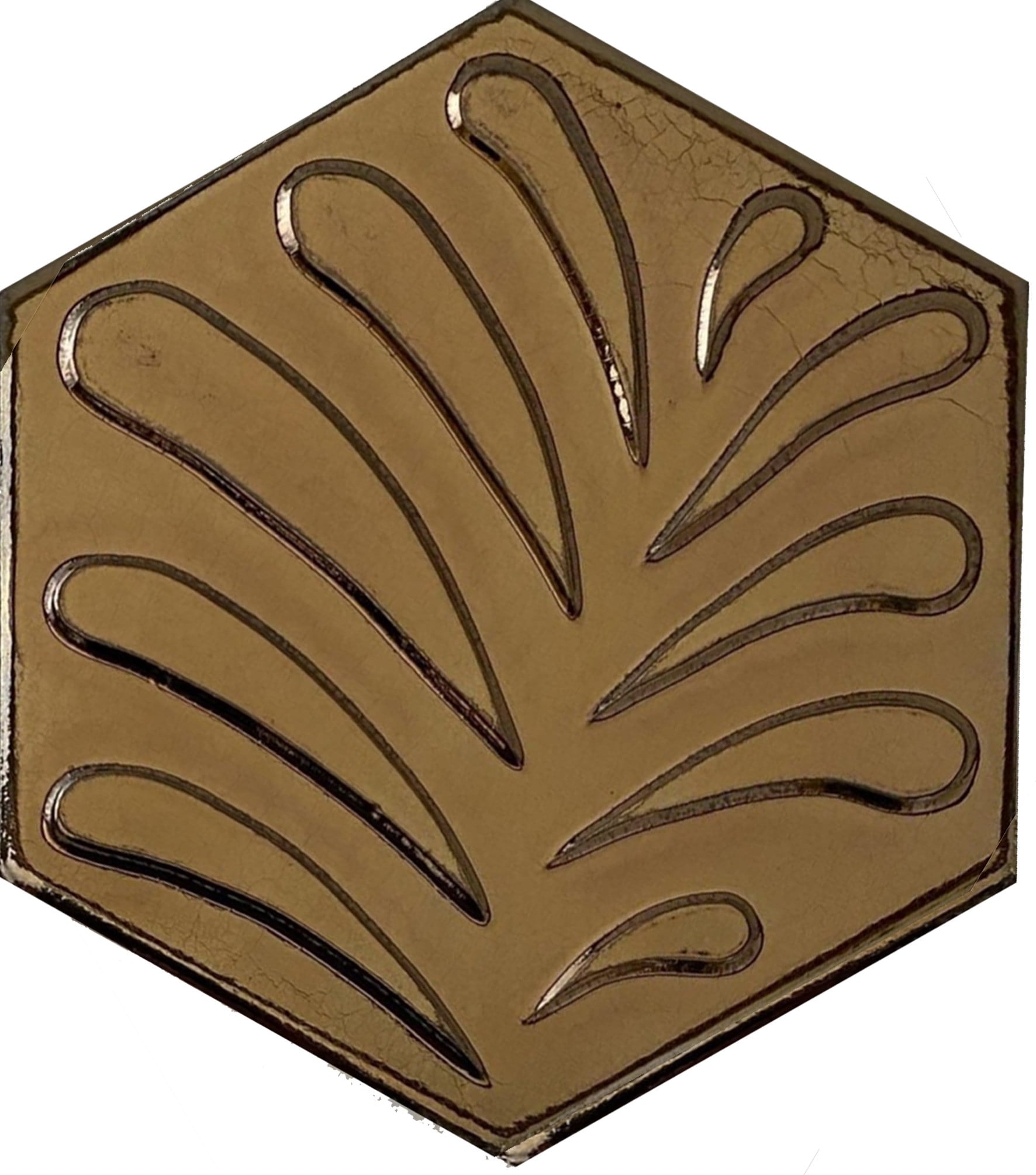 Armada Çini 15x17 Cm Yaprak Bronz Altıgen Seramik 