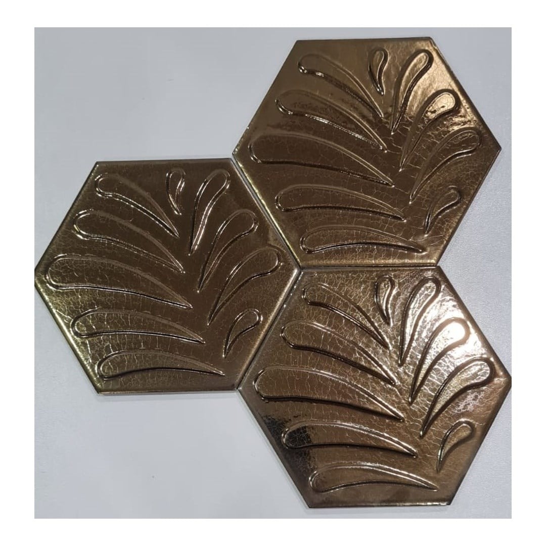 Armada Çini 15x17 Cm Yaprak Bronz Altıgen Seramik 