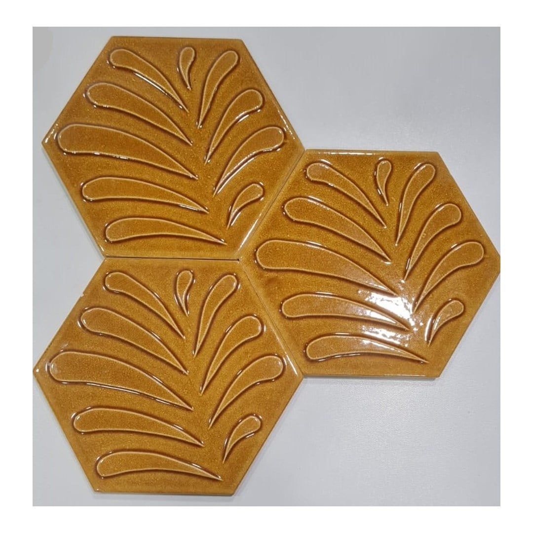 Armada Çini 15x17 Cm Yaprak Karamel Altıgen Seramik