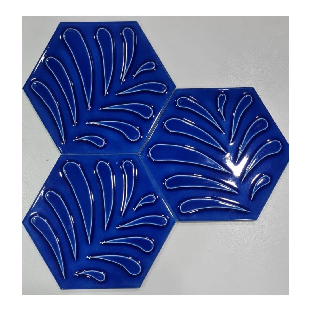 Armada Çini 15x17 Cm Yaprak Kobalt Altıgen Seramik