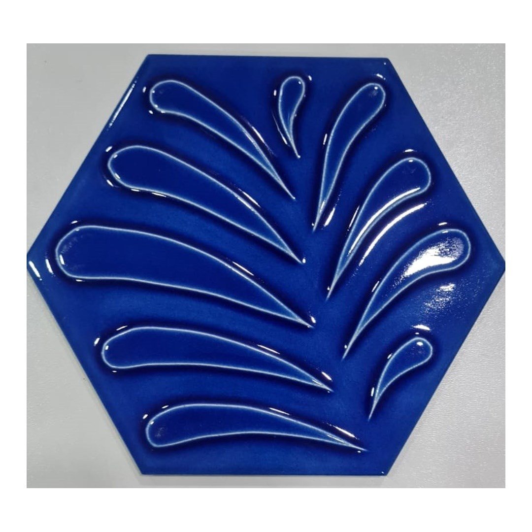 Armada Çini 15x17 Cm Yaprak Kobalt Altıgen Seramik