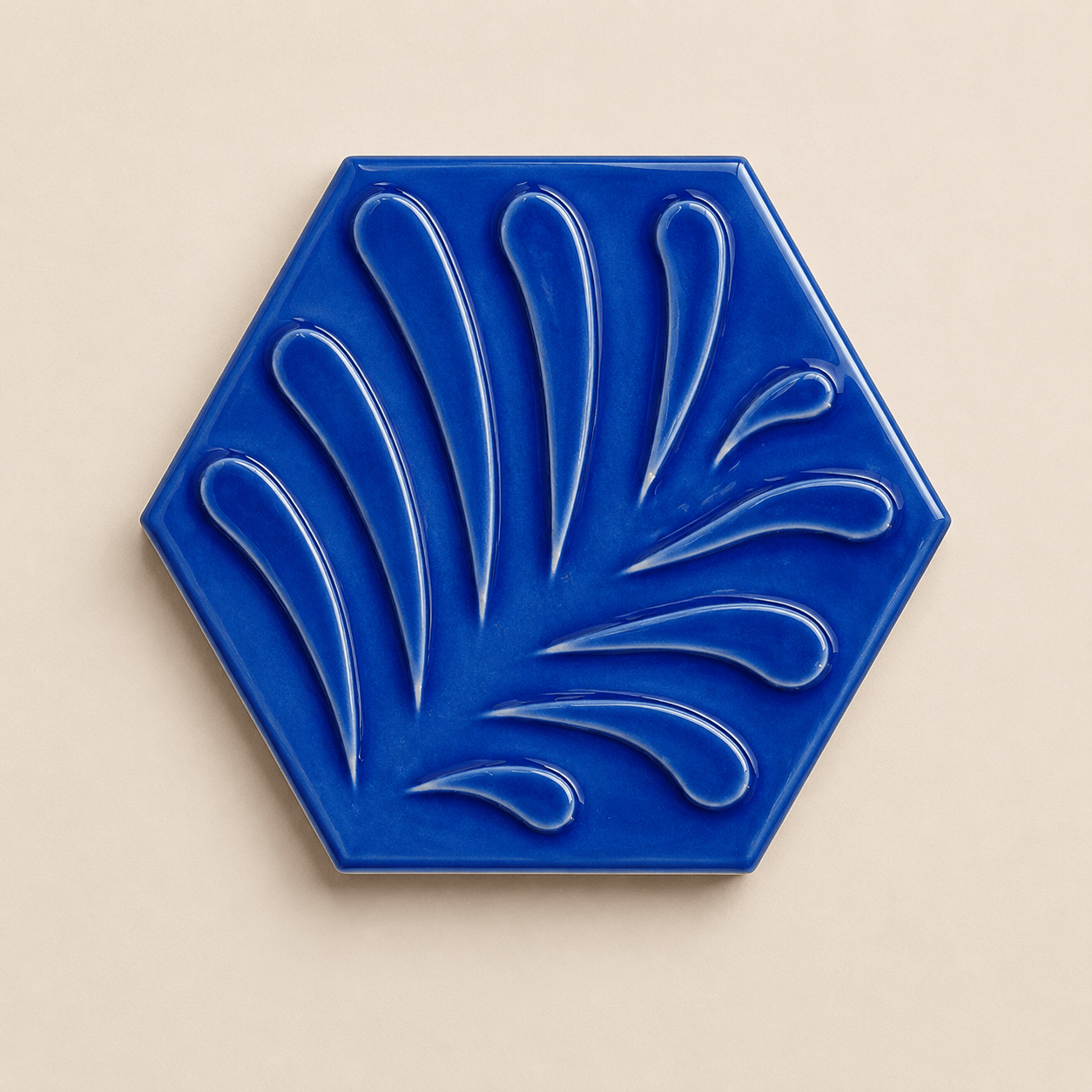 Armada Çini 15x17 Cm Yaprak Kobalt Altıgen Seramik