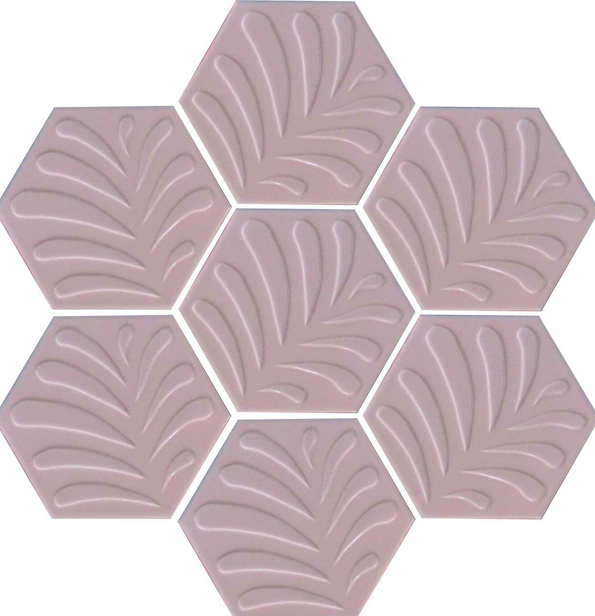 Armada Çini 15x17 Cm Yapraklı Açık pembe Altıgen Çini Seramik 