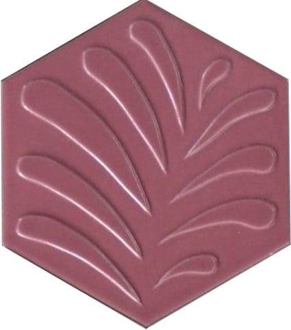 Armada Çini 15x17 Cm Yapraklı Koyu pembe Altıgen Çini Seramik 