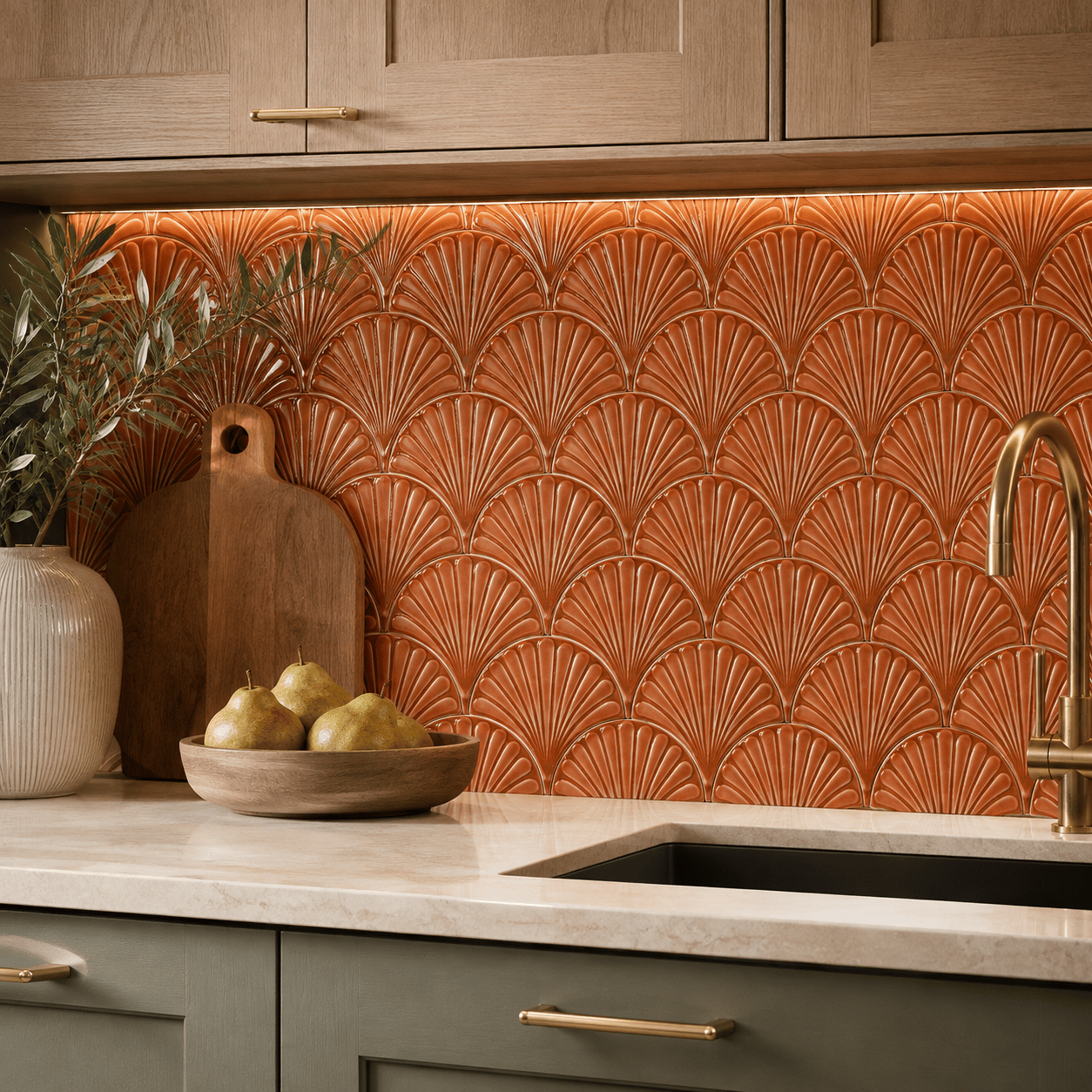 Armada Çini 17x17 cm Karamel İstiridye Balık Pulu Seramik