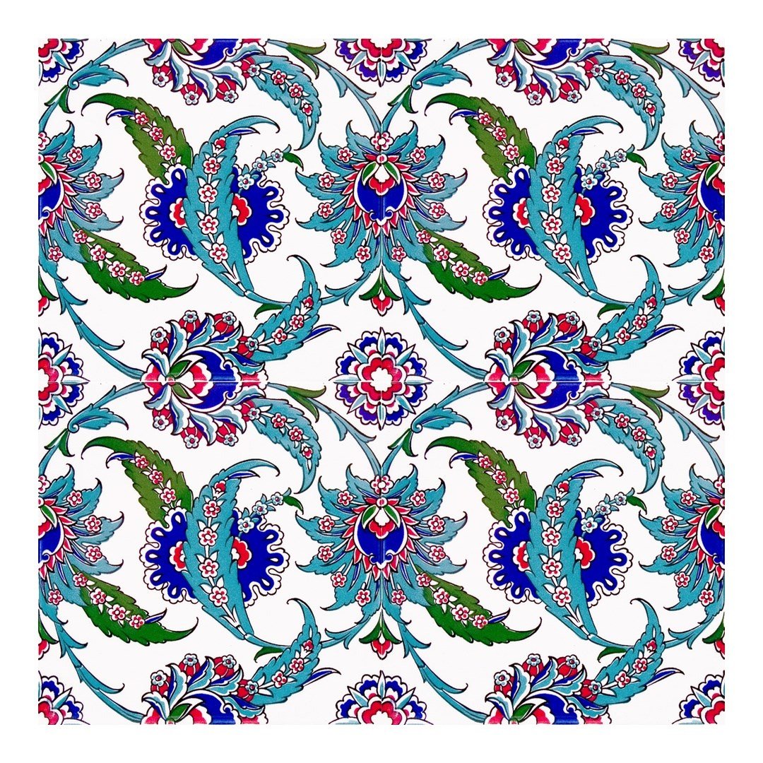 Armada Çini 20x20 Cm AC 1 Yaprak Desenli Kütahya Çini Karo