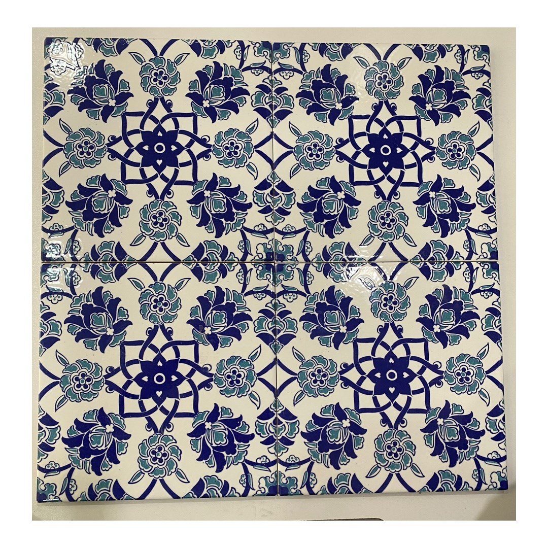 Armada Çini 20x20 Cm Ac 10 Selçuk Mavi Çiçek Desenli Kütahya Çini