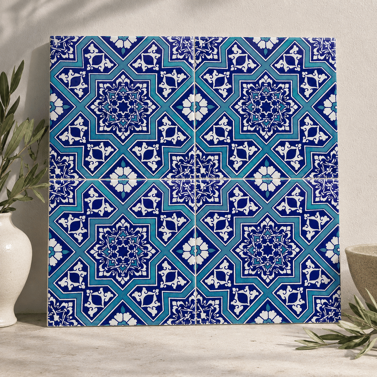 Armada Çini 20x20 Cm Ac 12 Selçuk Yıldız Geçme Desenli Çini Karo